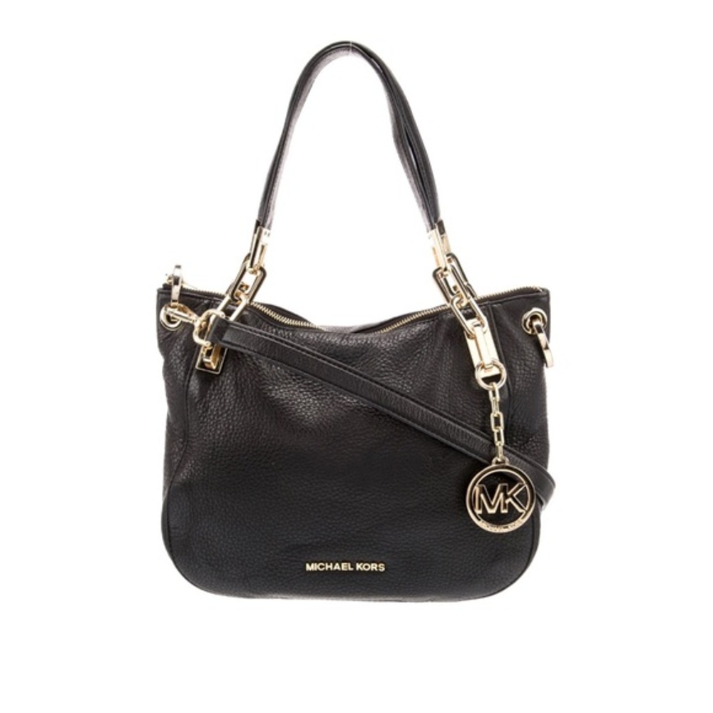 Michael Kors Brooke Black crossbody Shoulder Bag with Gold Accents